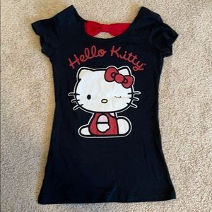 Black Hello Kitty with Red Bow back shirt